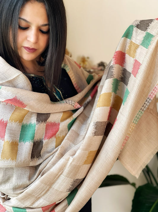 Woven Ikat Pashmina Shawl