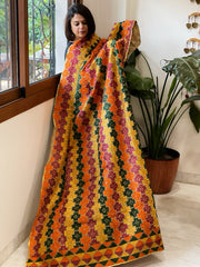 Handmade Phulkari Dupatta in Cotton