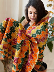 Handmade Phulkari Dupatta in Cotton