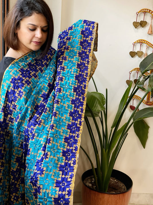 Handmade Phulkari Dupatta in Cotton