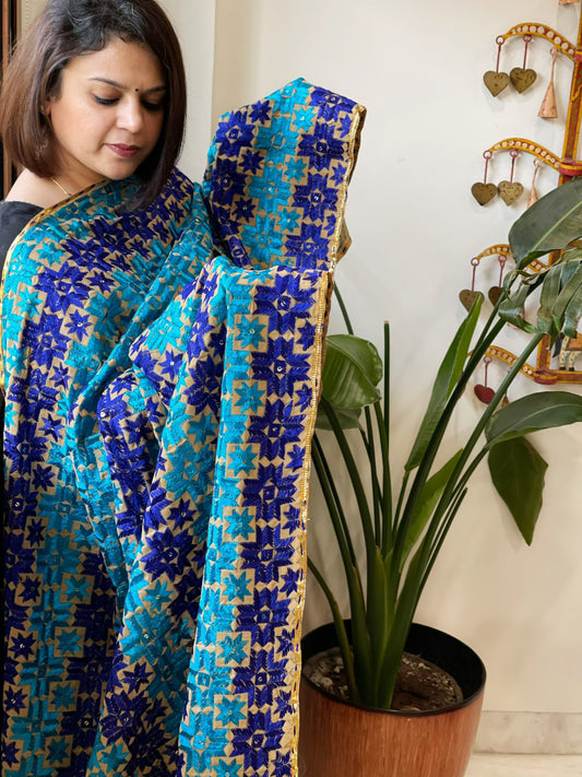 Handmade Phulkari Dupatta in Cotton