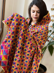 Handmade Phulkari Dupatta in Cotton