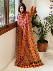 Handmade Phulkari Dupatta in Cotton