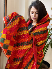Handmade Phulkari Dupatta in Cotton