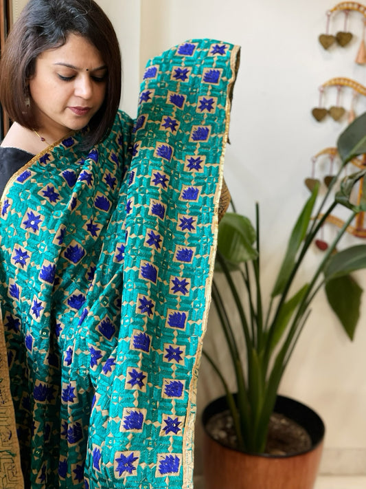 Handmade Phulkari Dupatta in Cotton