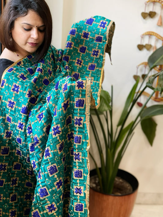 Handmade Phulkari Dupatta in Cotton