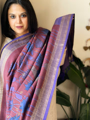 Handpainted Kalamkari with Woven Paithani Dupatta in Pure Silk