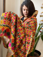 Handmade Phulkari Dupatta in Cotton