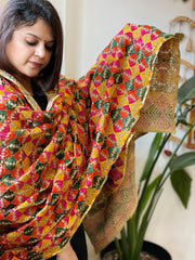 Handmade Phulkari Dupatta in Cotton