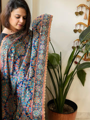 Navy Chinon Dupatta with Aari Embroidery