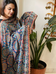 Navy Chinon Dupatta with Aari Embroidery