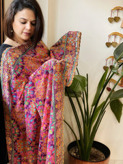 Purple Chinon Dupatta with Aari Embroidery