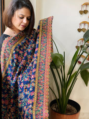 Navy Chinon Dupatta with Aari Embroidery