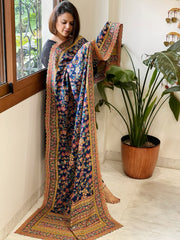 Navy Chinon Dupatta with Aari Embroidery