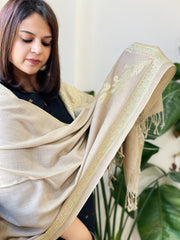 Lite Toosh Woven Pashmina Stole with Aari Embroidery