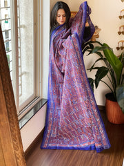 Blue Handmade Kantha Dupatta in Silk