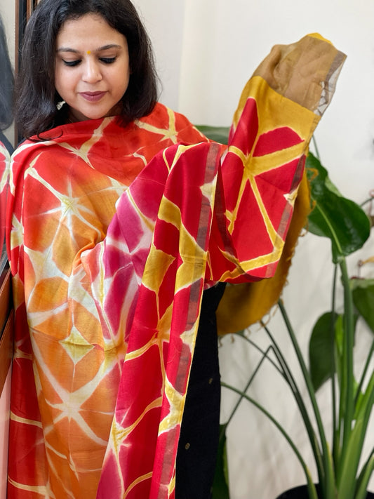 Cotton Silk Clamp Dyed Dupatta