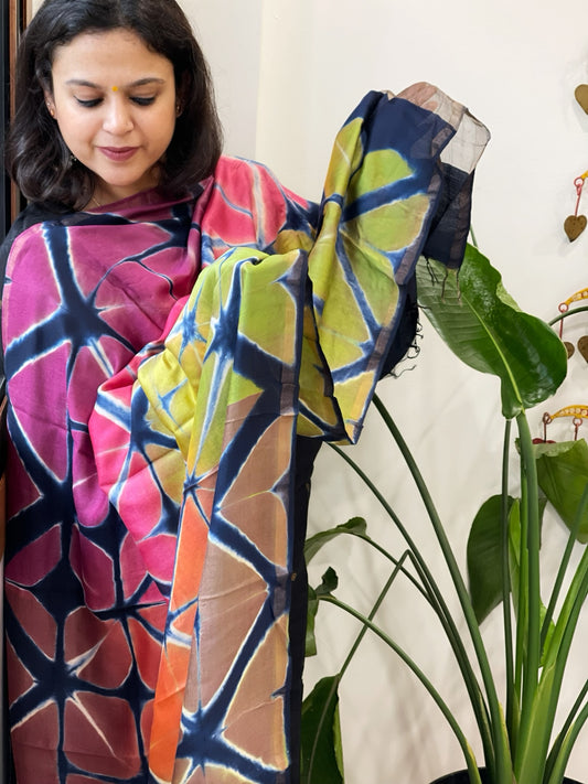 Cotton Silk Clamp Dyed Dupatta