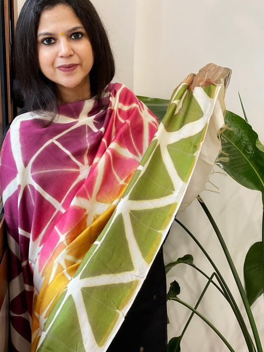 Cotton Silk Clamp Dyed Dupatta