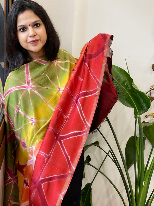 Cotton Silk Clamp Dyed Dupatta