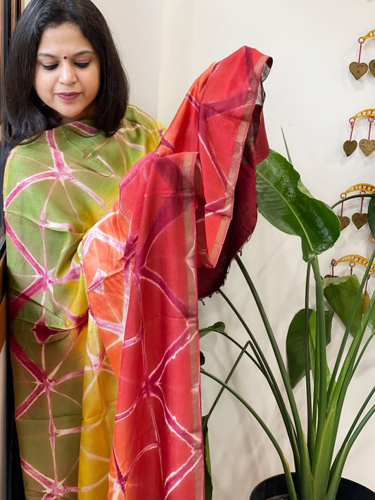 Cotton Silk Clamp Dyed Dupatta