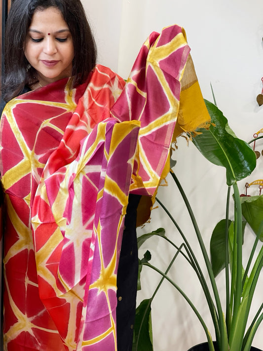 Cotton Silk Clamp Dyed Dupatta