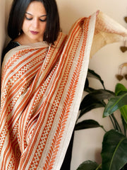 Off-White Handmade Kantha Dupatta in Silk