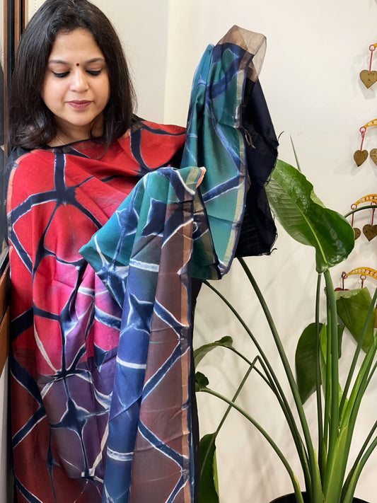 Cotton Silk Clamp Dyed Dupatta