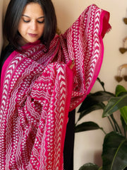 Pink Handmade Kantha Dupatta in Silk