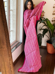 Pink Handmade Kantha Dupatta in Silk