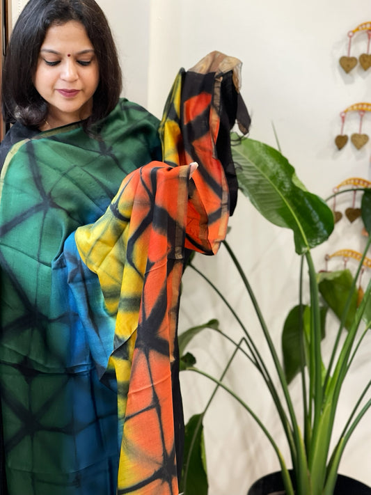 Cotton Silk Clamp Dyed Dupatta