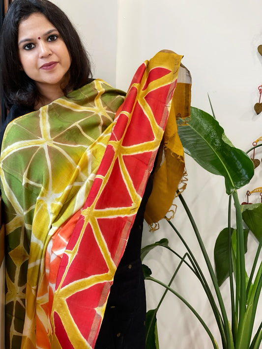 Cotton Silk Clamp Dyed Dupatta