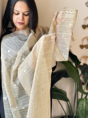 Beige Woven Jamdani in Muslin