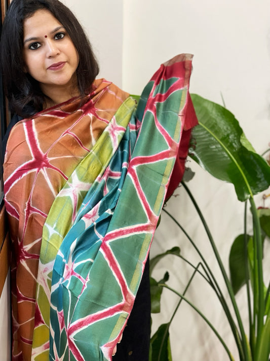Cotton Silk Clamp Dyed Dupatta