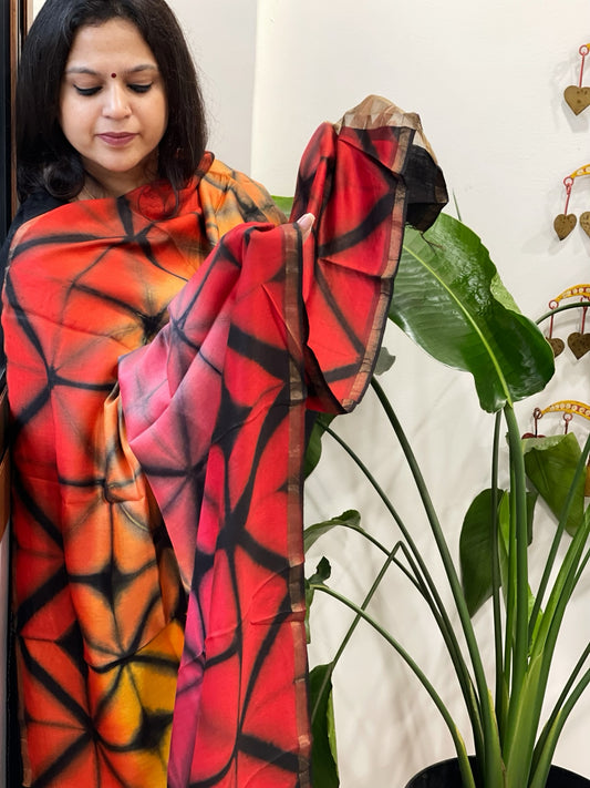 Cotton Silk Clamp Dyed Dupatta