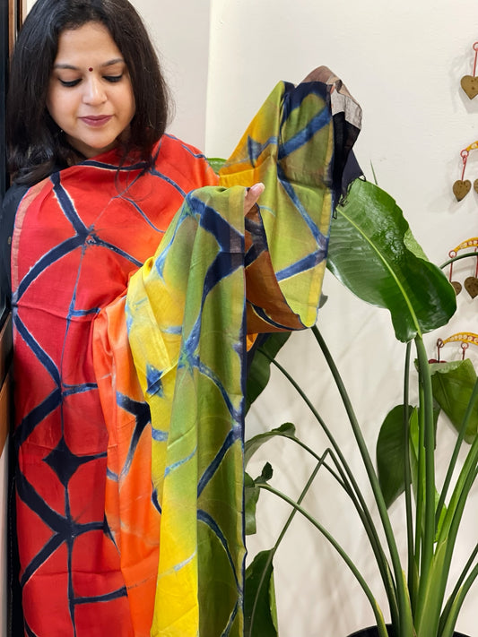 Cotton Silk Clamp Dyed Dupatta