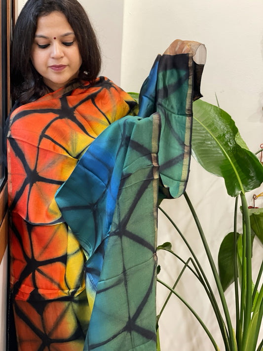 Cotton Silk Clamp Dyed Dupatta