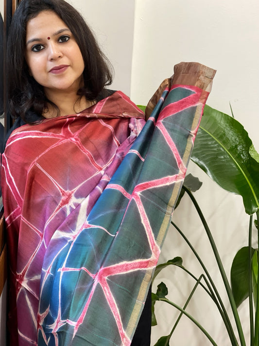 Cotton Silk Clamp Dyed Dupatta