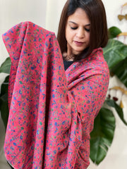 Pink Printed Reversible Kalamkari Stoles in Premium Wool