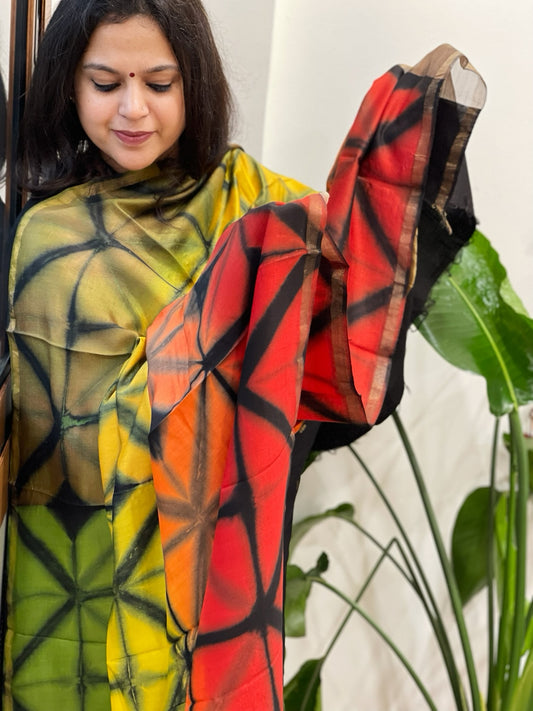Cotton Silk Clamp Dyed Dupatta