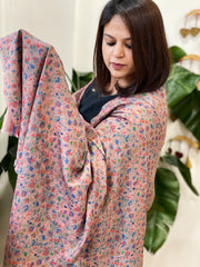 Lite Brown Printed Reversible Kalamkari Stoles in Premium Wool