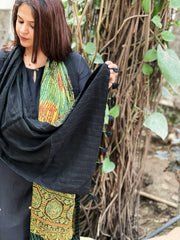 Ajrakh Handblock Printed Silk-Woollen Stole