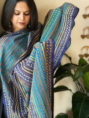 Blue Handmade Kantha Dupatta in Silk