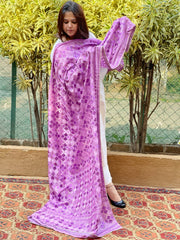 Lilac Designer Phulkari Dupatta in Chinon