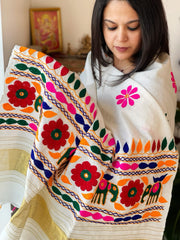 Handwoven Woollen Shawl with Hand Embroidery