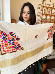 Handwoven Woollen Shawl with Hand Embroidery