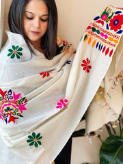 Handwoven Woollen Shawl with Hand Embroidery