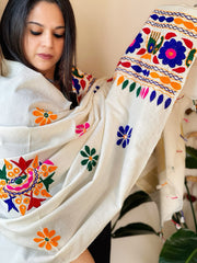 Handwoven Woollen Shawl with Hand Embroidery