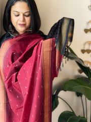 Maroon Handwoven Ikat Dupatta Pure Silk-Cotton