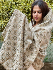 Silverish Grey Designer Phulkari Dupatta in Tissue